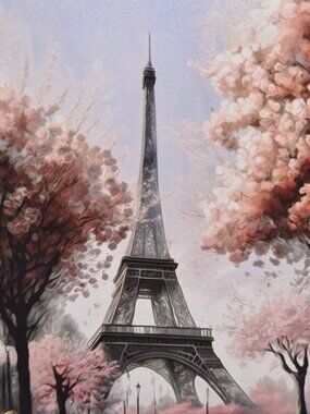 4x6 Paris Eiffel Tower Floral Fantasy Art Print